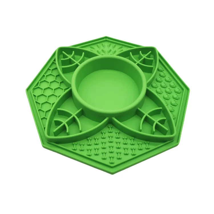 Flower Mandala Slow Feeder Lick Mat Bowl - Green 1