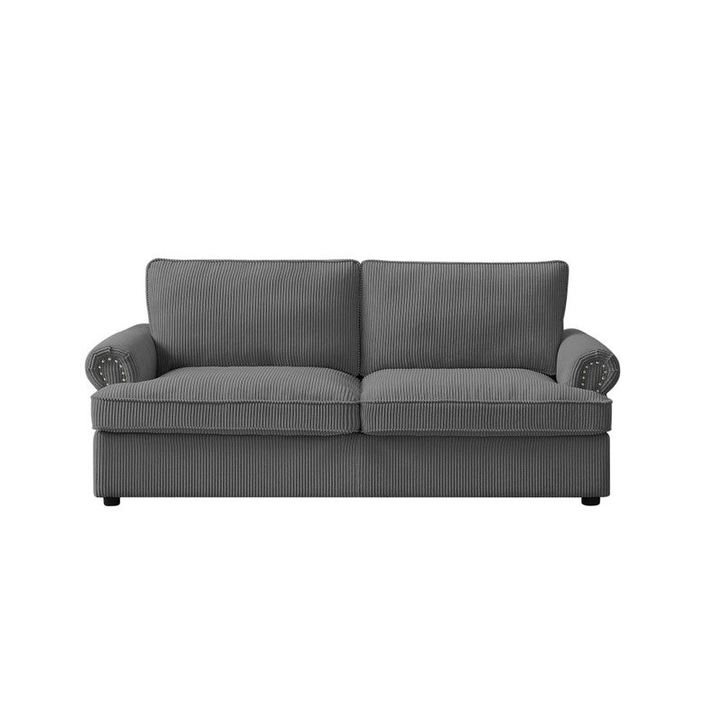 PHEBE 3 Seater Sofa bed with Separate Foam Mattress- Corduroy Dark grey 4