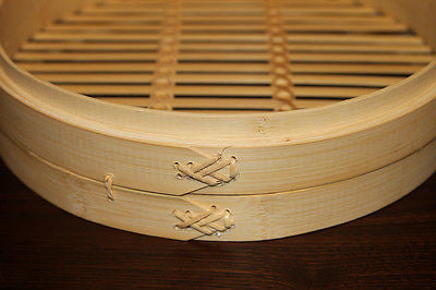 12 Inch Brand New Bamboo Steamer Set-2 Steamer Baskets With 1 Lid 8