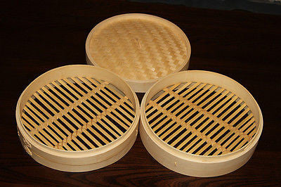 12 Inch Brand New Bamboo Steamer Set-2 Steamer Baskets With 1 Lid 10
