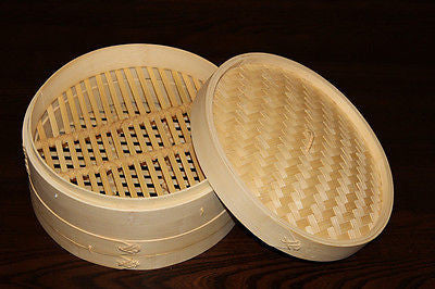 12 Inch Brand New Bamboo Steamer Set-2 Steamer Baskets With 1 Lid 11