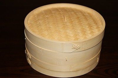 7 Inch Bamboo Steamer Set-2 Steamer Baskets With 1 Lid 3