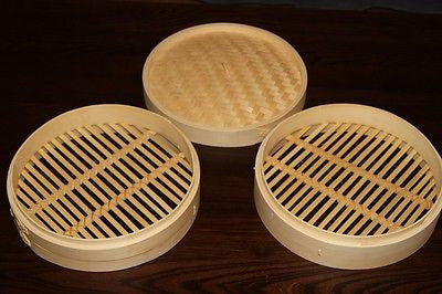 7 Inch Bamboo Steamer Set-2 Steamer Baskets With 1 Lid 4