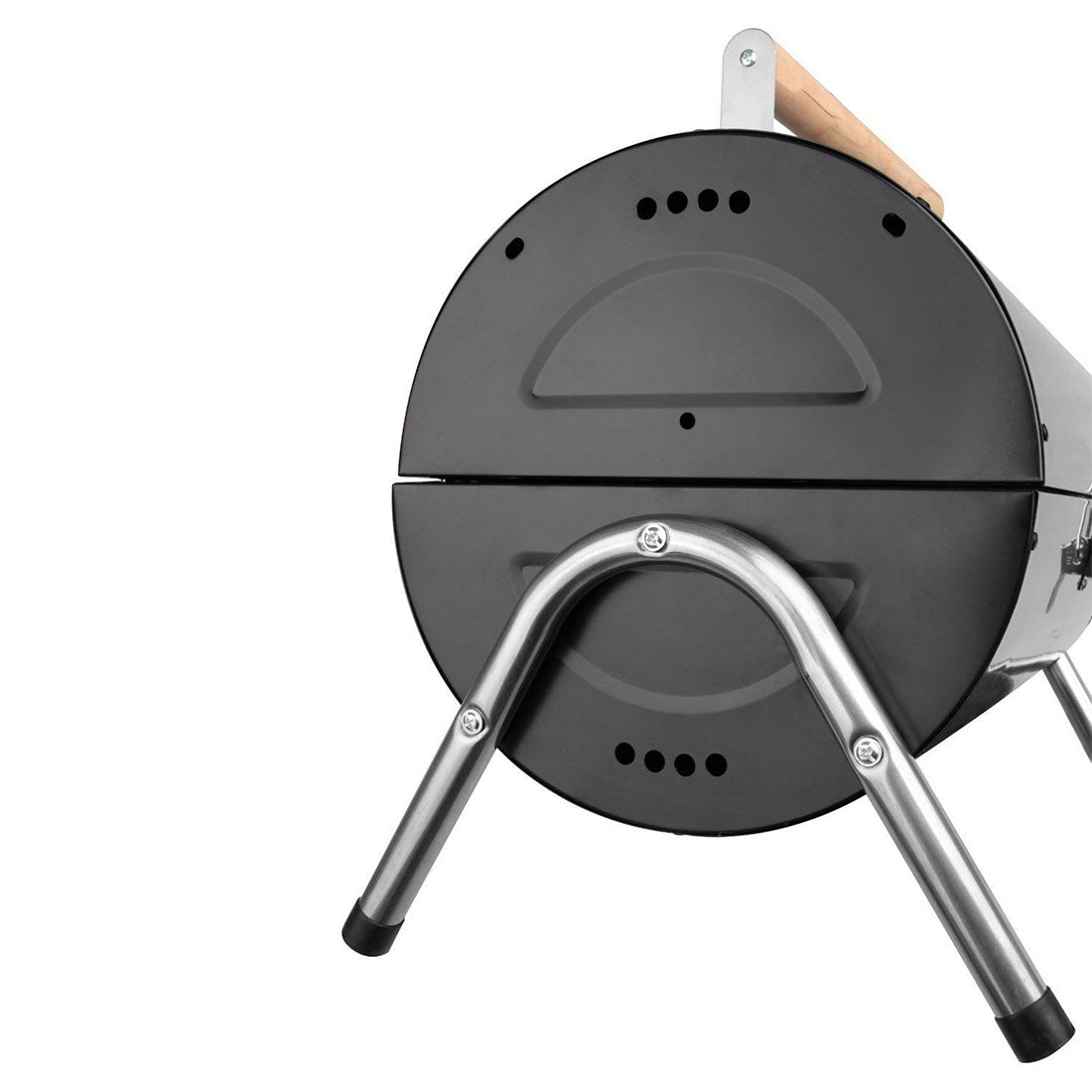 Stainless Steel BBQ Barrel Charcoal Smoker Portable Foldable Barbecue Camping Black 4