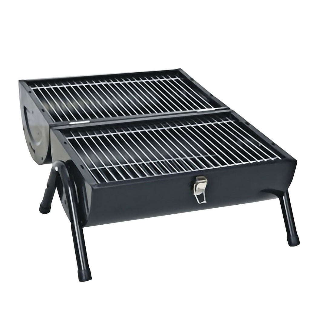Stainless Steel BBQ Barrel Charcoal Smoker Portable Foldable Barbecue Camping Black 6