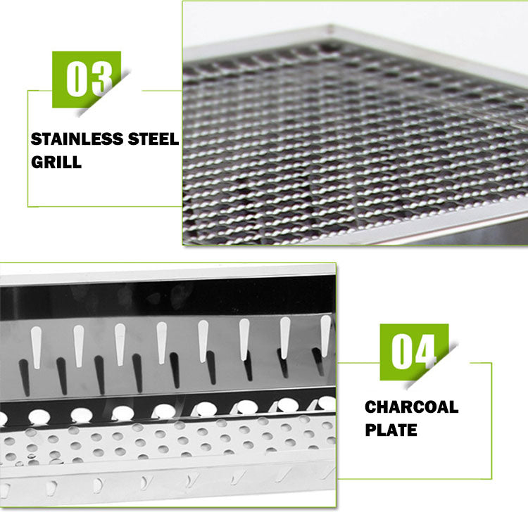 Stainless Steel Portable Outdoor BBQ Barbecue Grill Set Charcoal Kebab Picnic Camping Sets Medium 4