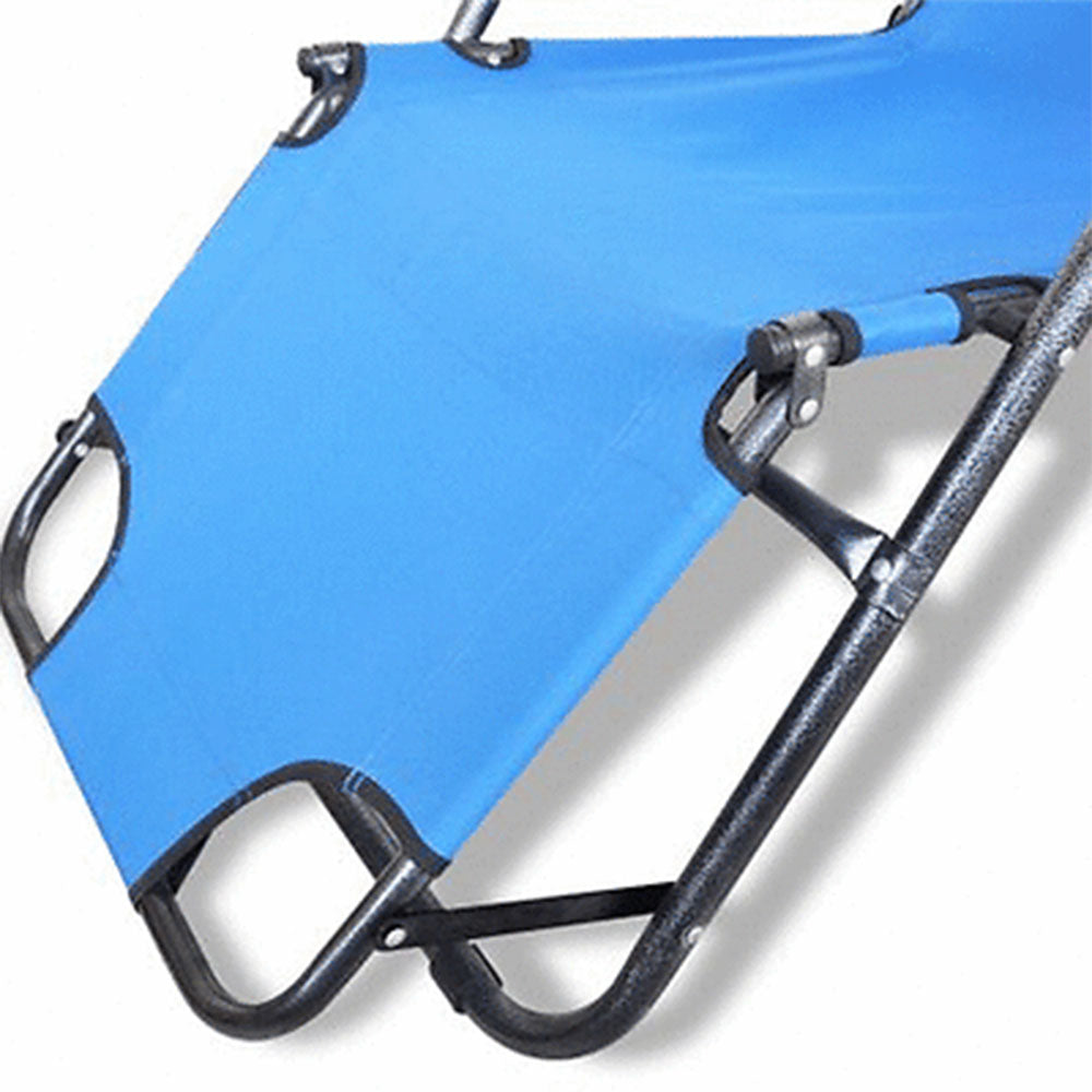 Reclining Sun Beach Deck Lounge Chair Outdoor Folding Camping Fishing Arm Rest - blue 6