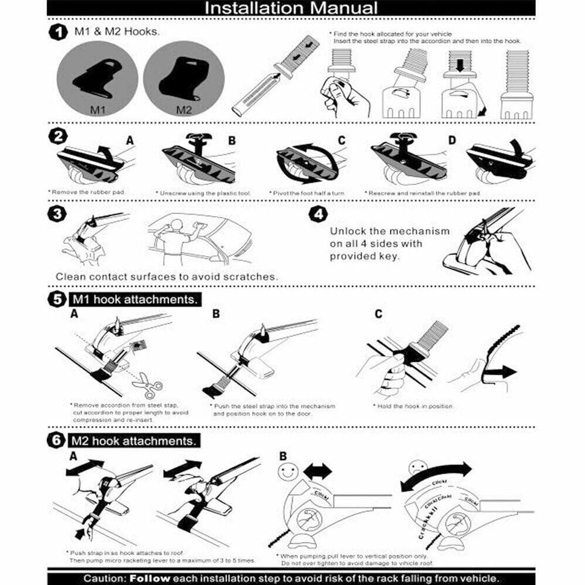 105cm Universal Car Roof Racks Carrier Adjustable Cross Bars Aluminium Alloy Lockable 4
