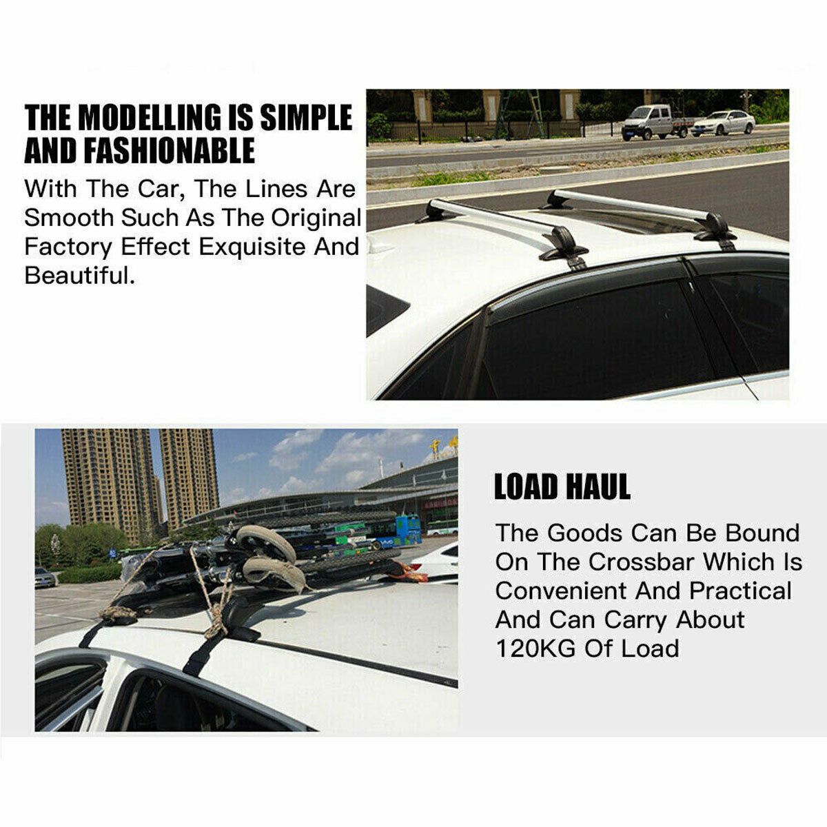 115cm Universal Car Roof Racks Carrier Adjustable Cross Bars Aluminium Alloy Lockable 6
