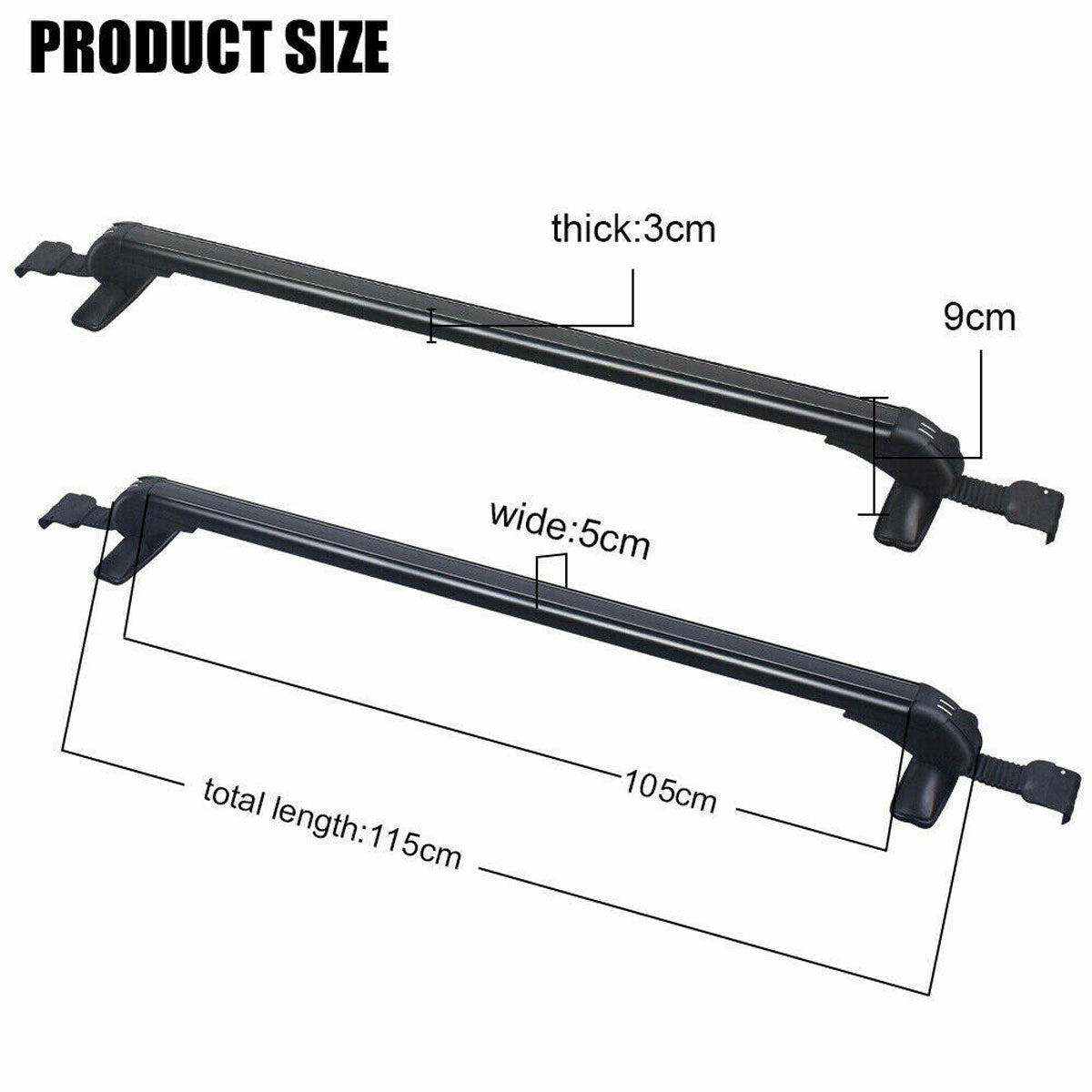 115cm Universal Car Roof Racks Carrier Adjustable Cross Bars Aluminium Alloy Lockable 11