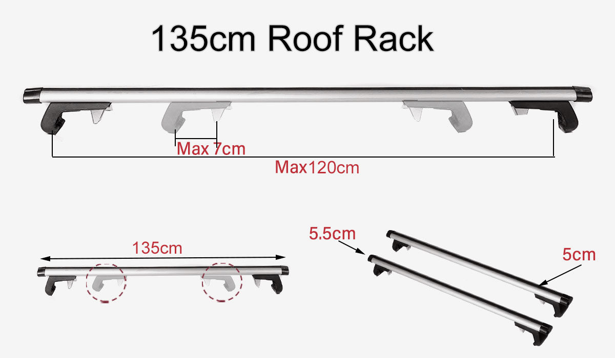 135CM Universal Adjustable Aluminum Alloy Car Roof Rack Cross Bars Carrier Lock 8