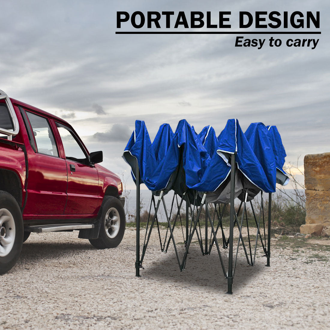 3x3m Pop Up Gazebo Outdoor Tent Folding Marquee Party Camping Market Canopy - blue 5