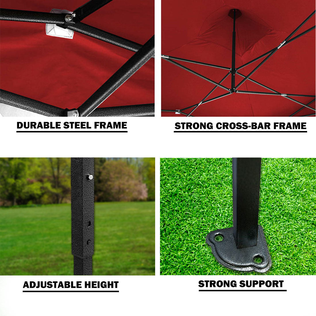 3x3m Pop Up Gazebo Outdoor Tent Folding Marquee Party Camping Market Canopy - red 4