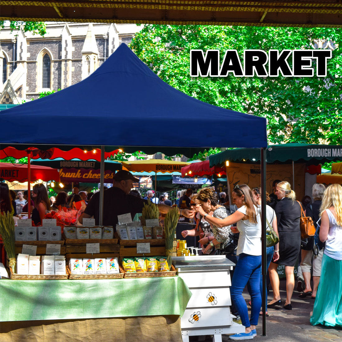 3x3m Pop Up Gazebo Outdoor Tent Folding Marquee Party Camping Market Canopy w/ Side Wall - blue 6