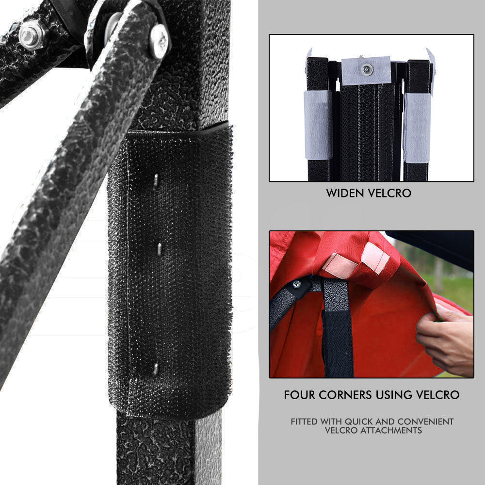 3x3m Pop Up Gazebo Outdoor Tent Folding Marquee Party Camping Market Canopy w/ Side Wall - red 3