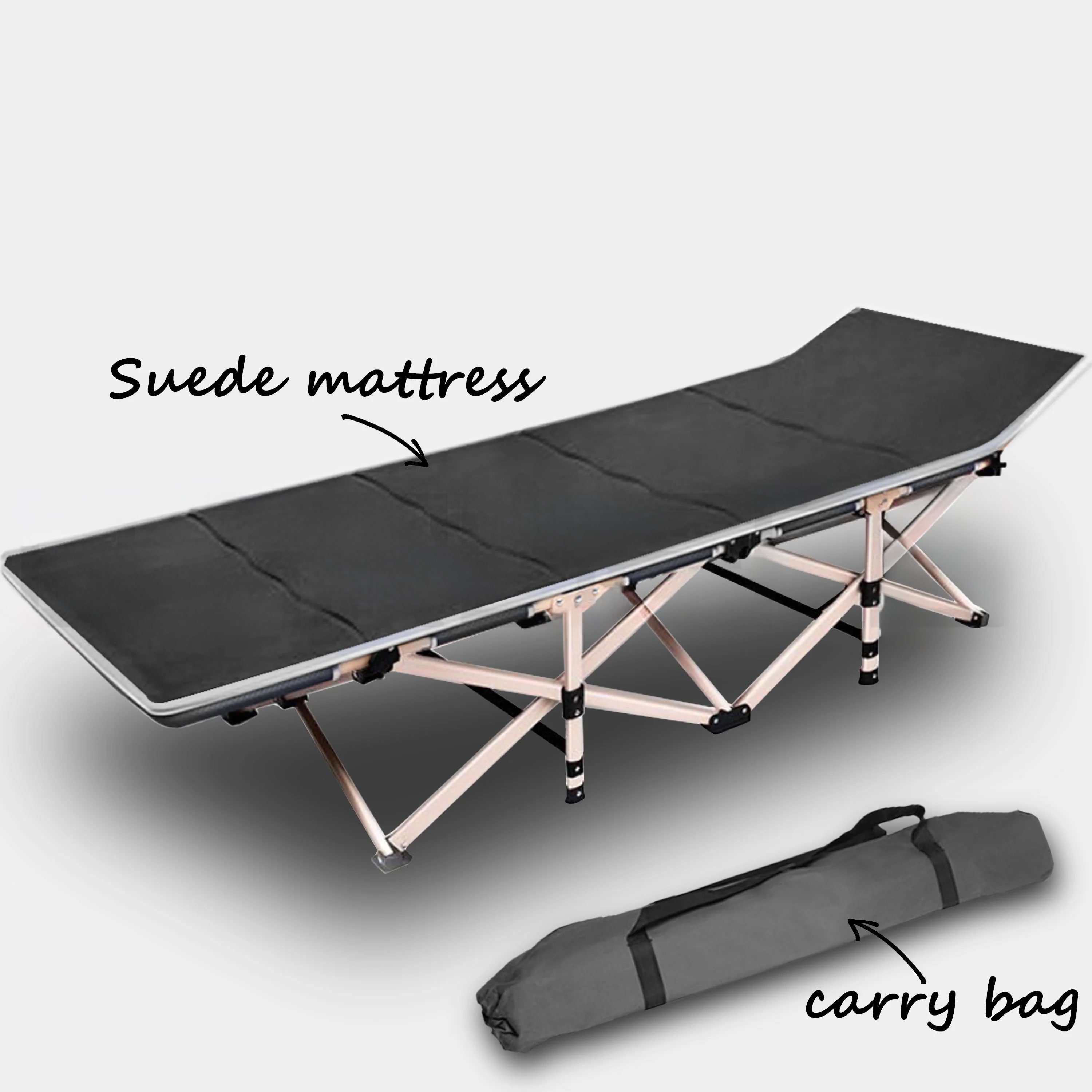 Camping Portable Stretcher Single Foldable Folding Bed Mattress Recliner Mat - grey 9