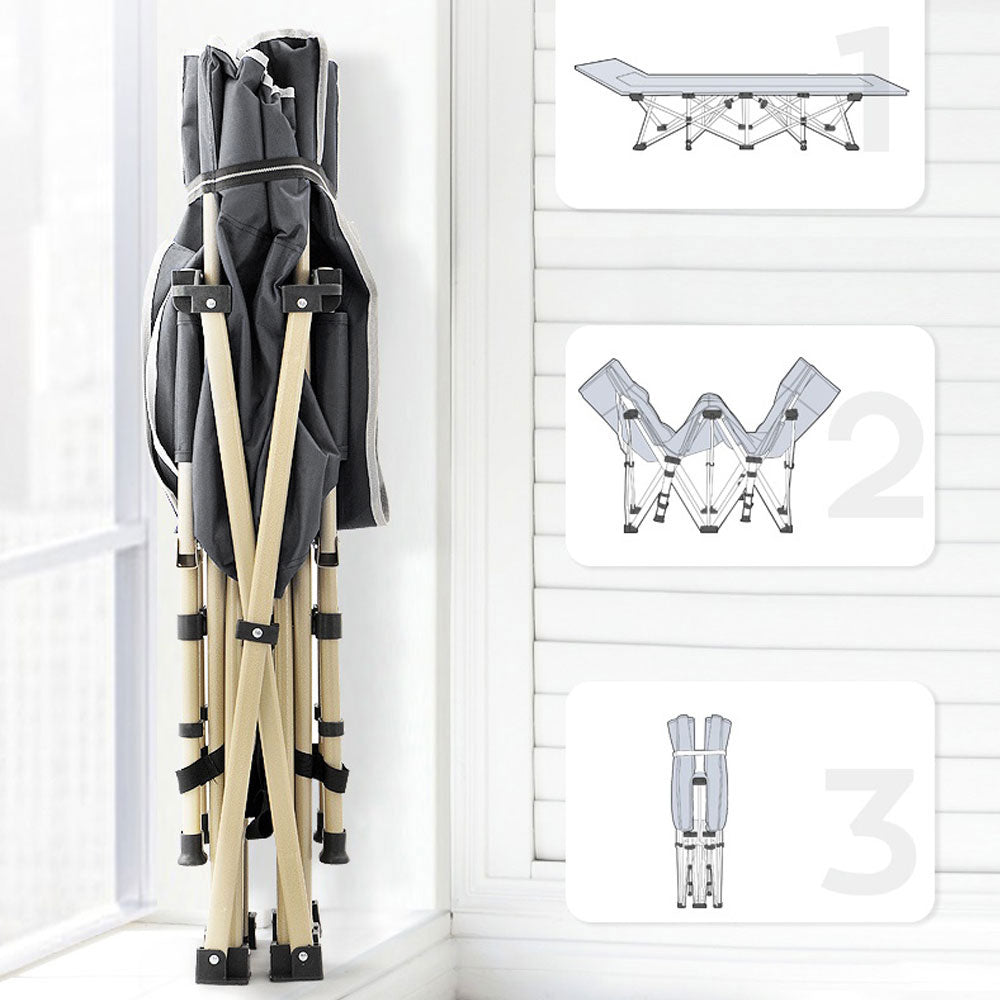 Camping Portable Stretcher Single Foldable Folding Bed Recliner Mat - grey 7