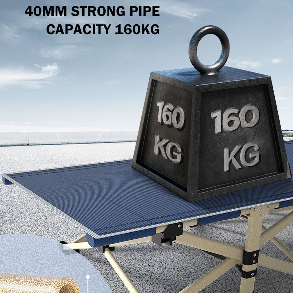 Camping Portable Stretcher Single Foldable Folding Bed Recliner Mat - navy 3