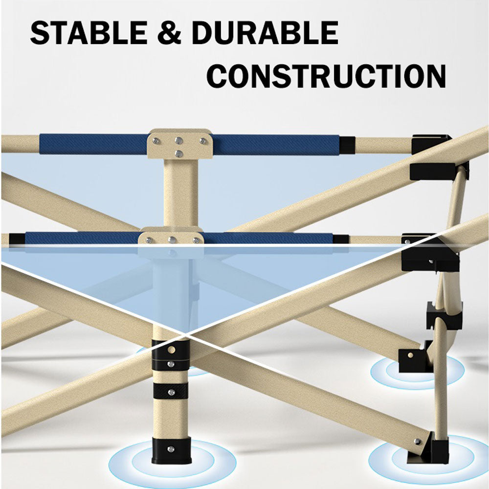 Camping Portable Stretcher Single Foldable Folding Bed Mattress Recliner Mat - navy 3