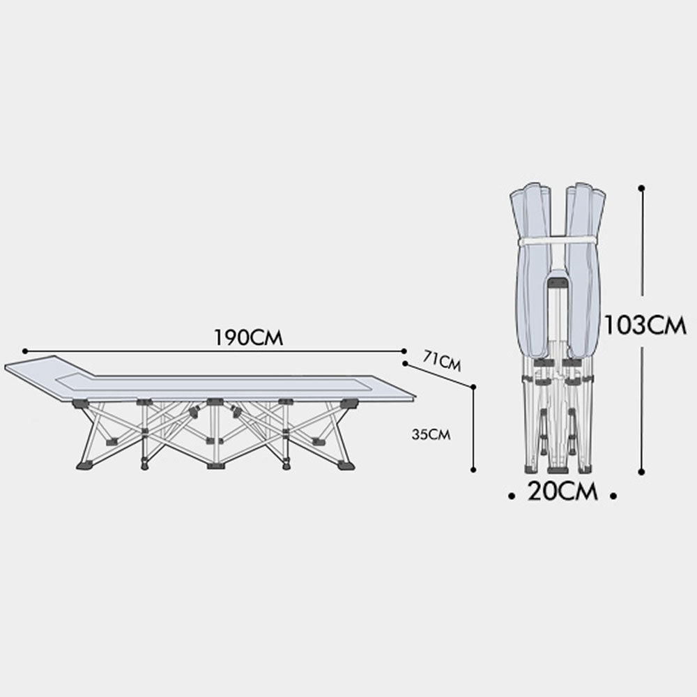 Camping Portable Stretcher Single Foldable Folding Bed Mattress Recliner Mat - navy 9