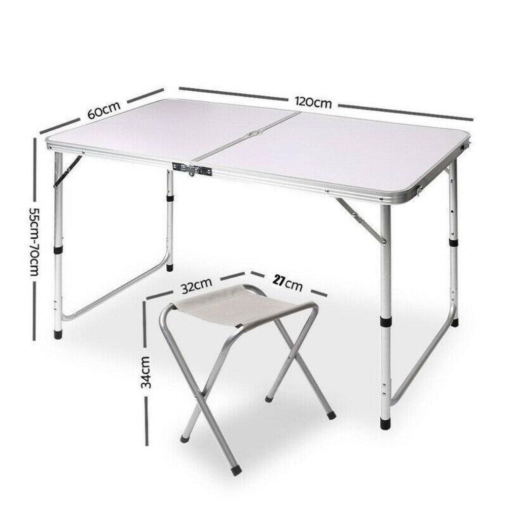 Portable Folding Picnic Camping Set BBQ Party Aluminium Table 4 Foldable Chairs 3