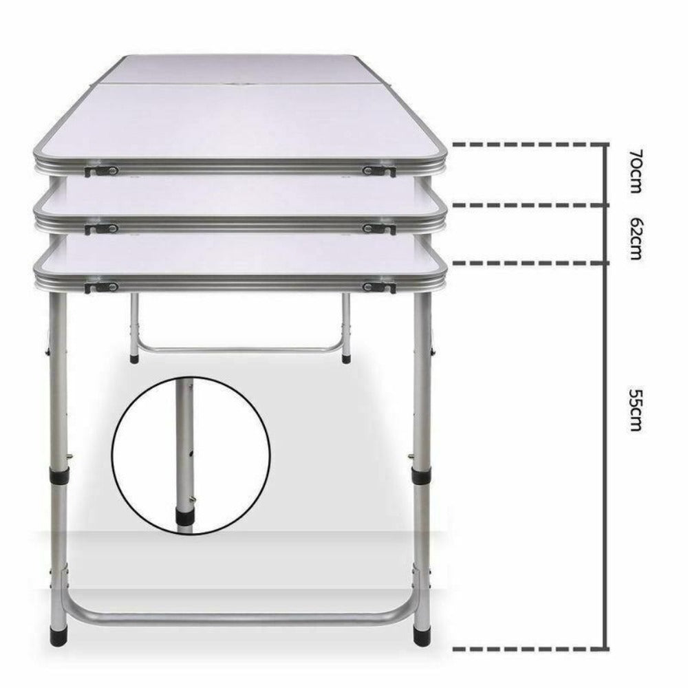 Portable Folding Picnic Camping Set BBQ Party Aluminium Table 4 Foldable Chairs 4