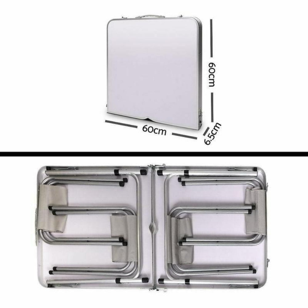 Portable Folding Picnic Camping Set BBQ Party Aluminium Table 4 Foldable Chairs 5