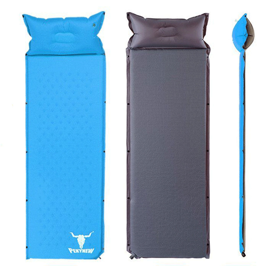 Double Air Bed Self Inflating Mattress Sleeping Mat Camping Camp Hiking Joinable - blue 3