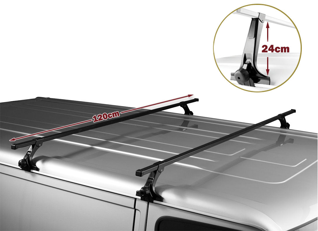 120cm Universal Rain Gutter Car Roof Rack Cross Bars Black Adjustable Brackets Large 5