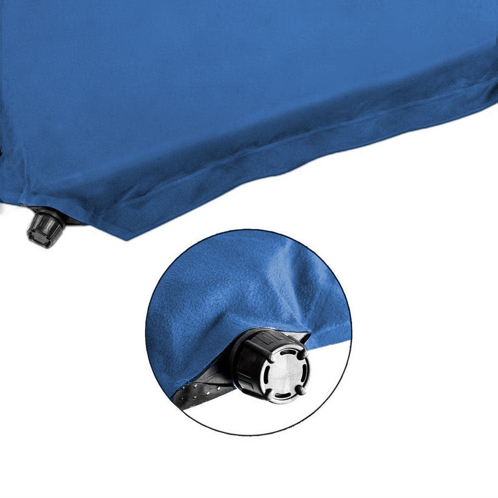 Double Self inflating Suede Mattress Mat Sleeping Pad Air Bed Camping Hiking - blue 3
