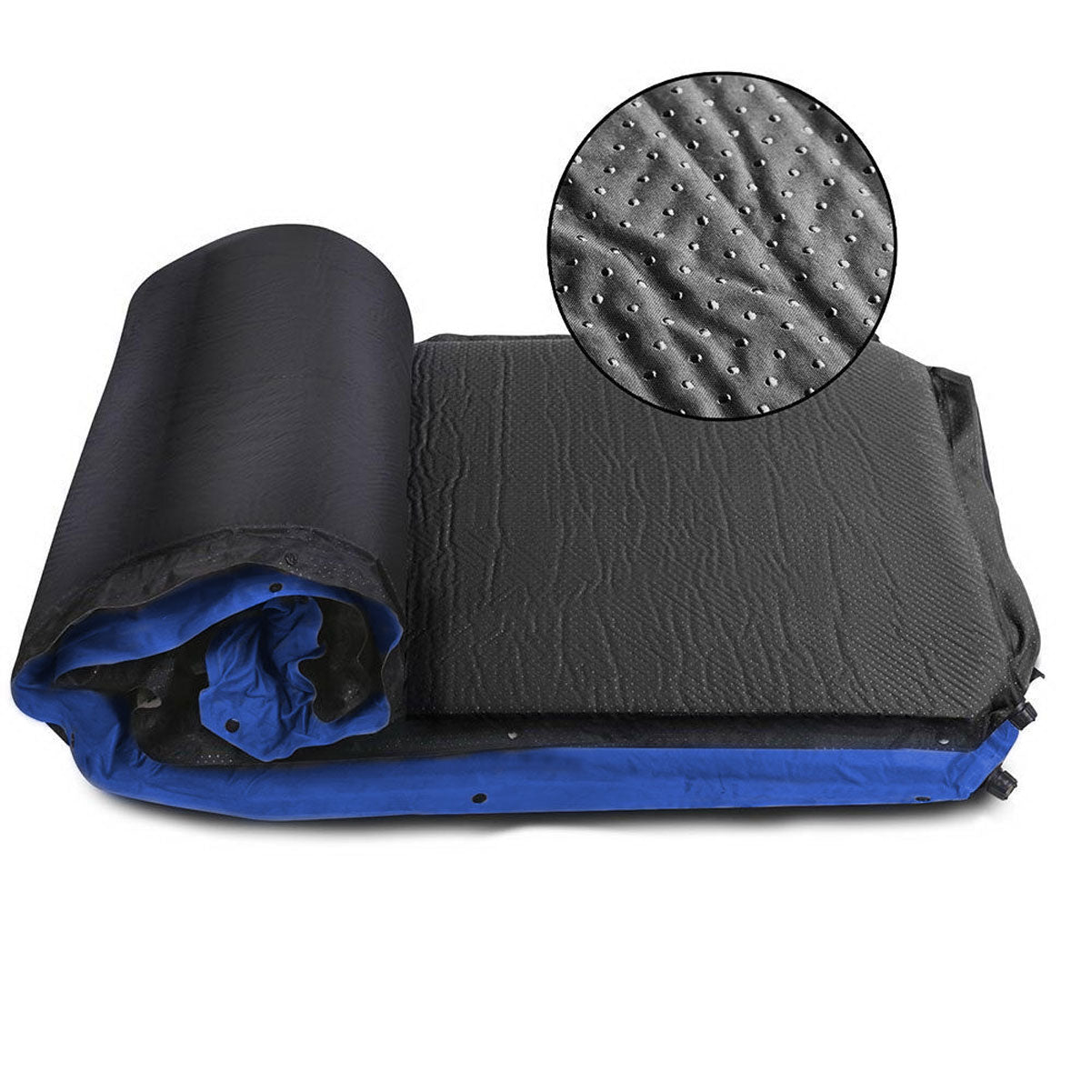 Double Self inflating Suede Mattress Mat Sleeping Pad Air Bed Camping Hiking - blue 5