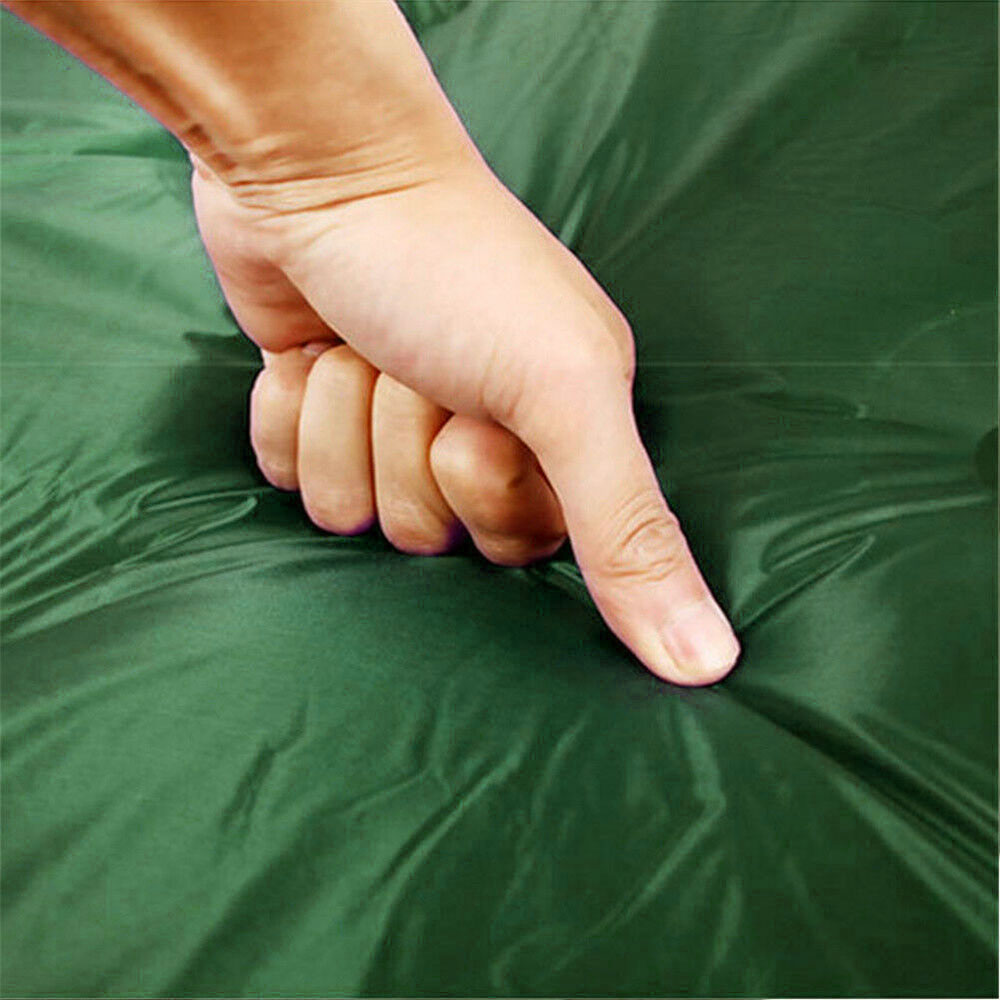 Double Self Inflating Mattress Camping Hiking Airbed Camp Mat Sleeping Pillow w/ Bag - green 3