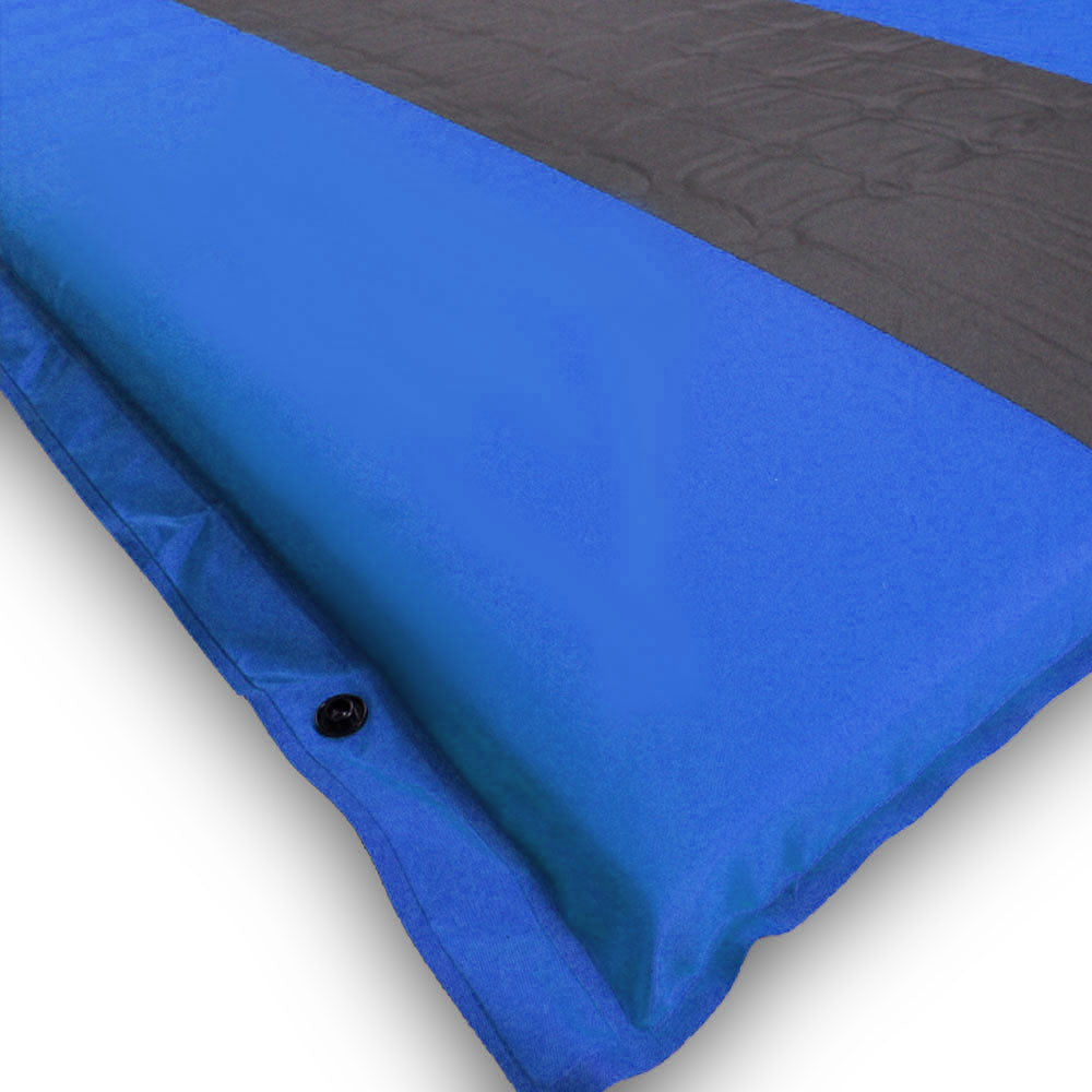 Double Self Inflating Mattress Sleeping Mat Air Bed Camping Hiking Joinable - blue 8