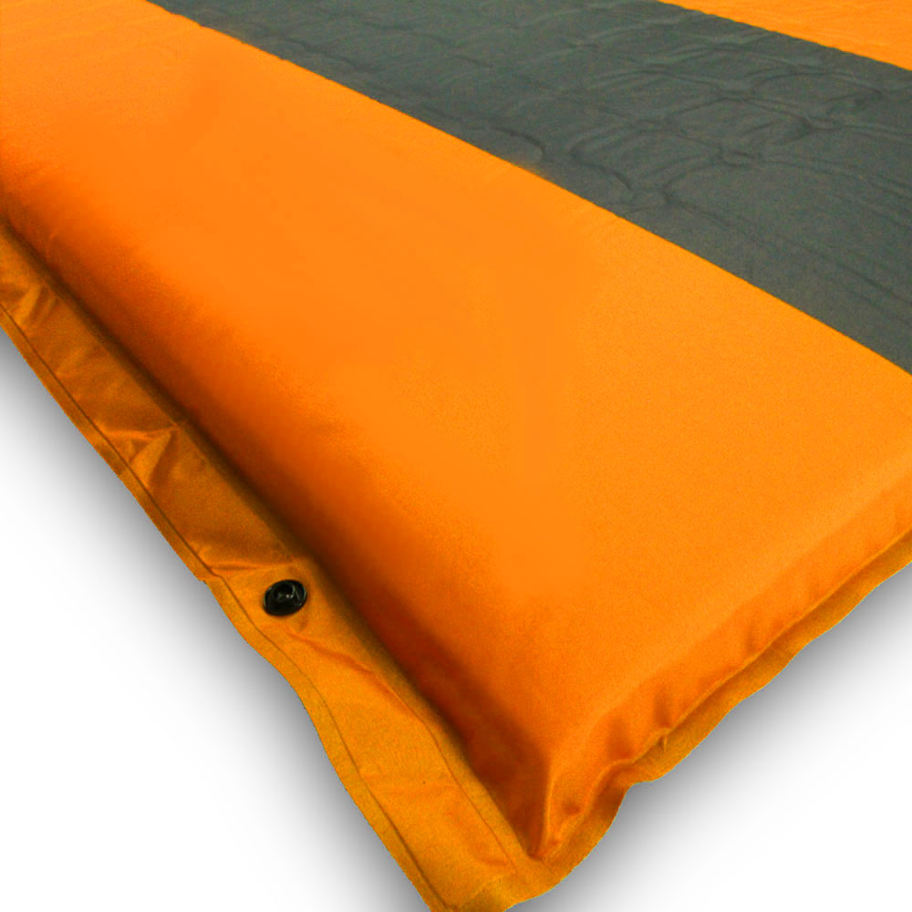 Double Self Inflating Mattress Sleeping Mat Air Bed Camping Hiking Joinable - orange 7