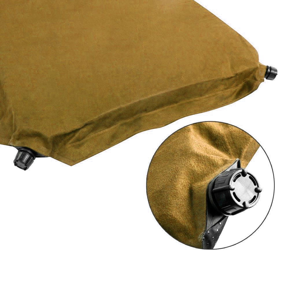 Self Inflating Mattress Sleeping Suede Mat Air Bed Camping Camp Hiking Joinable - beige 5