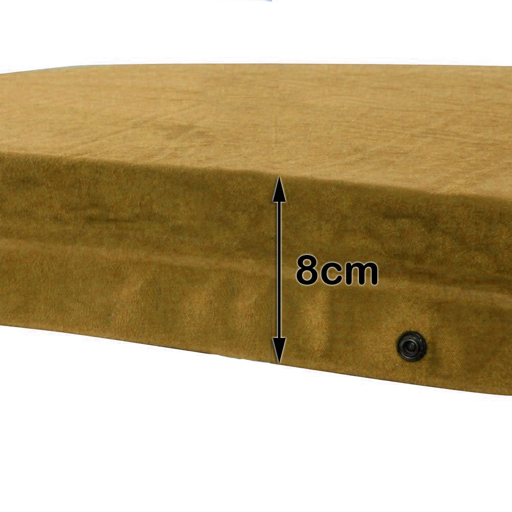 Double Self Inflating Mattress Sleeping Sedue Mat Air Bed Camping Camp Hiking Joinable - beige 3