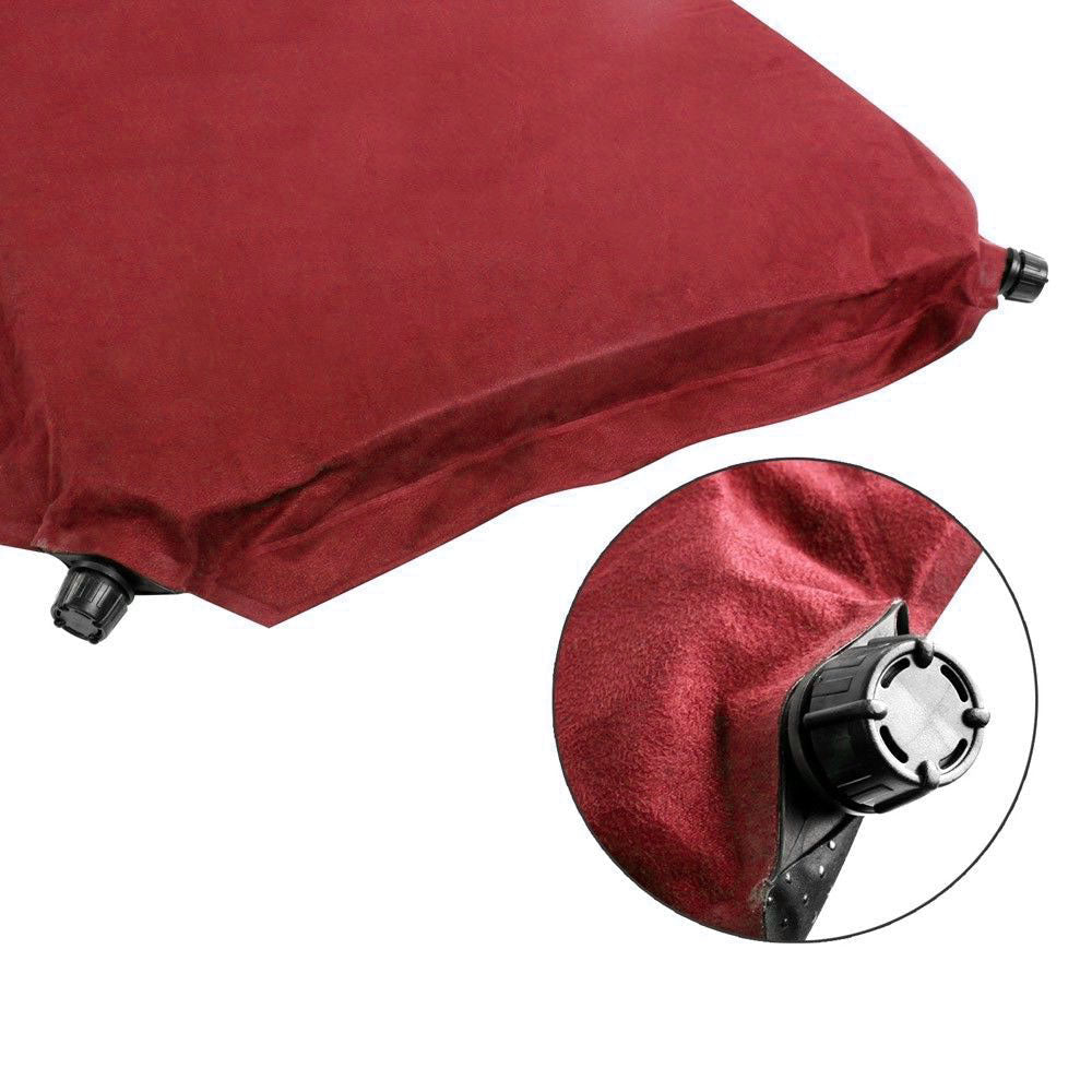 Self Inflating Mattress Sleeping Suede Mat Air Bed Camping Camp Hiking Joinable - red 5