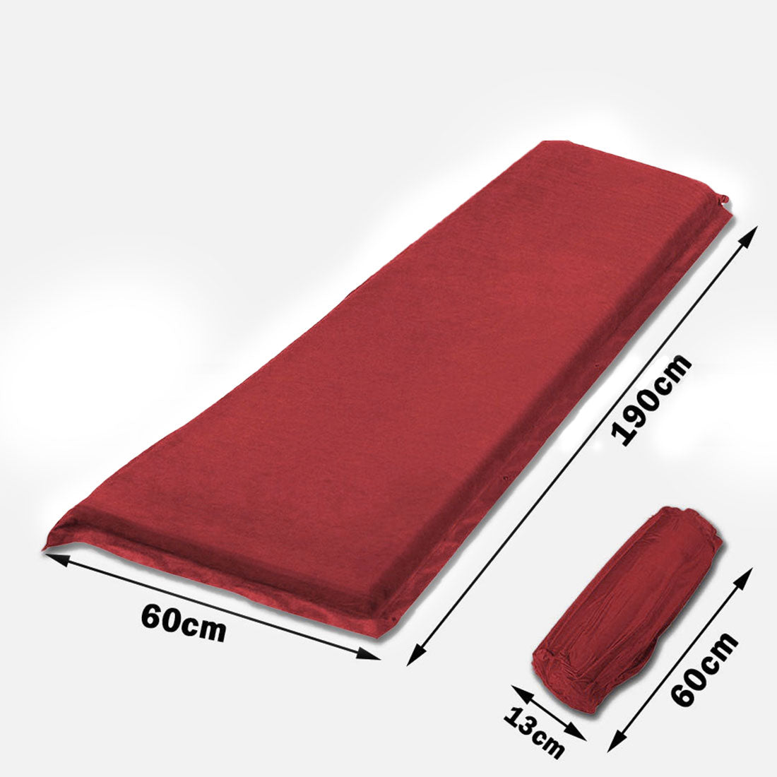 Self Inflating Mattress Sleeping Suede Mat Air Bed Camping Camp Hiking Joinable - red 6