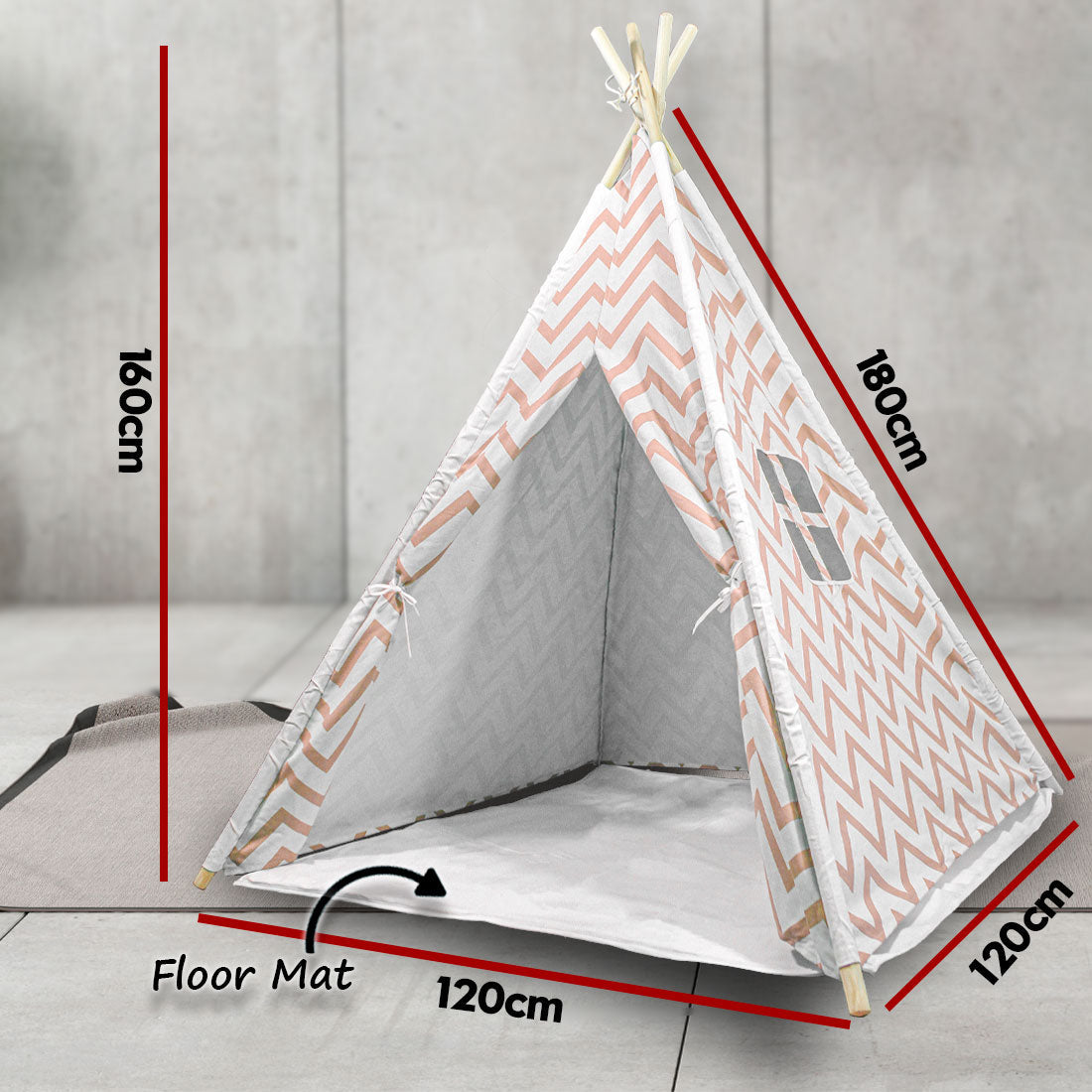 Giant Cotton Canvas Kids Teepee Wigwam Children Pretend Play Tent Indoor Outdoor Party - orange 11