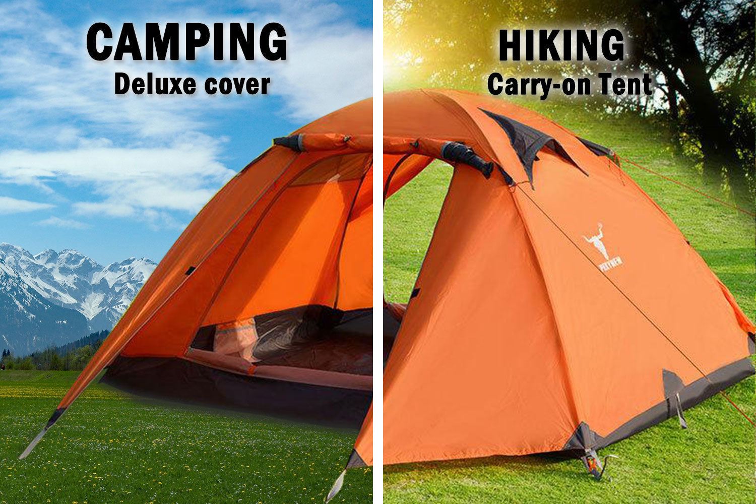 2 Person Portable Outdoor Lightweight Cycling Hiking Backpacking Camping Waterproof Tent - Orange 5