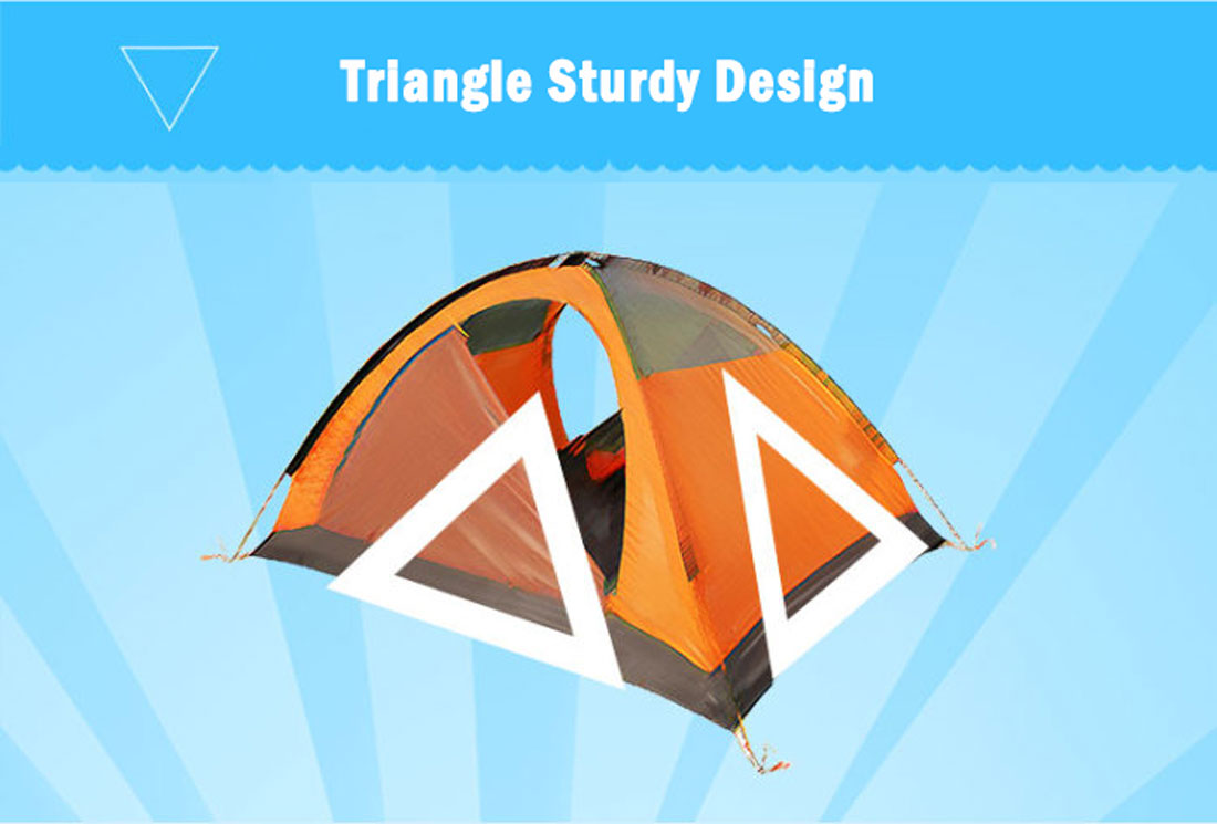 2 Person Portable Outdoor Lightweight Cycling Hiking Backpacking Camping Waterproof Tent - Orange 9
