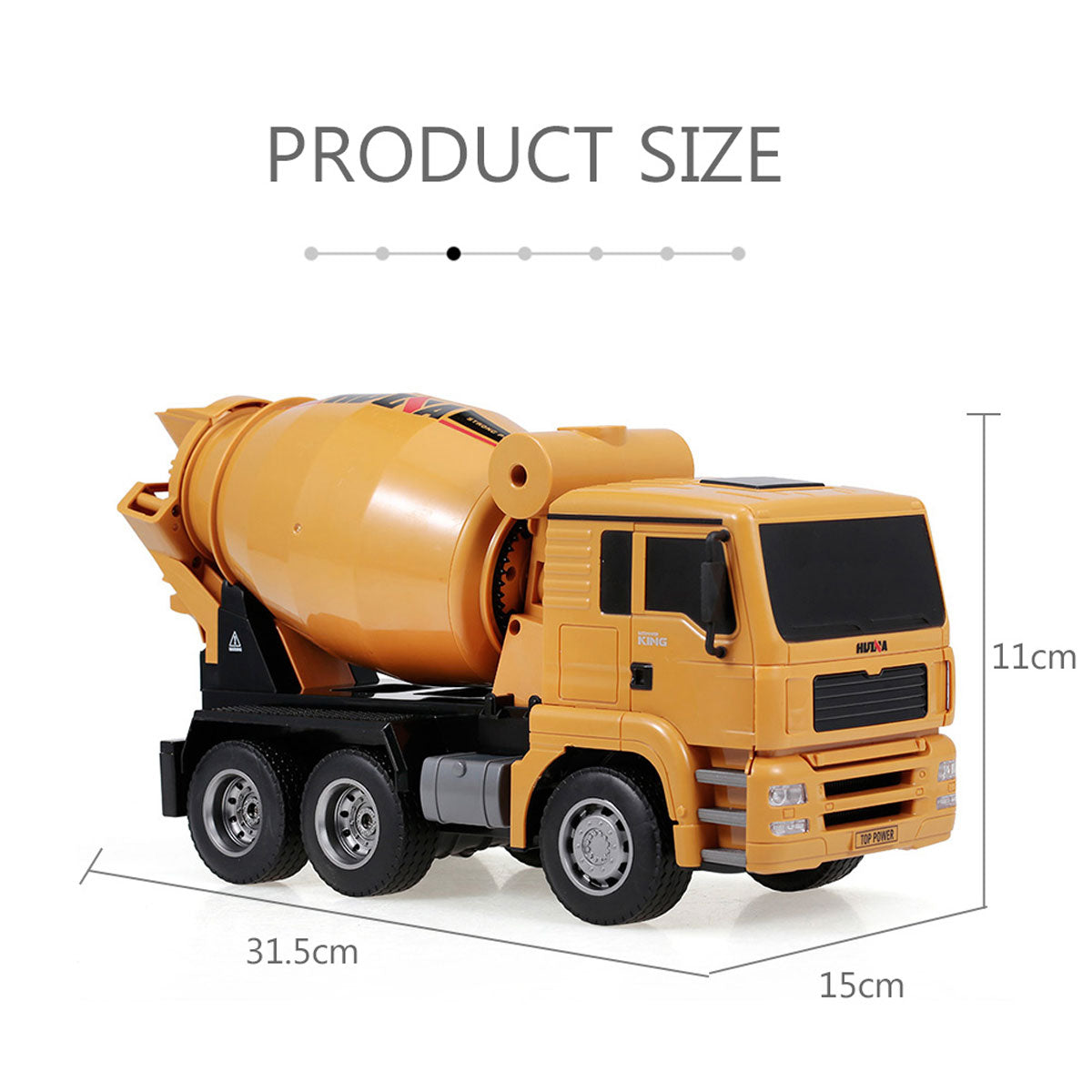 Huina 1/18 RC Engineering Construction Concrete Cement Mixer Truck Remote Control Toy Kids Gift 9