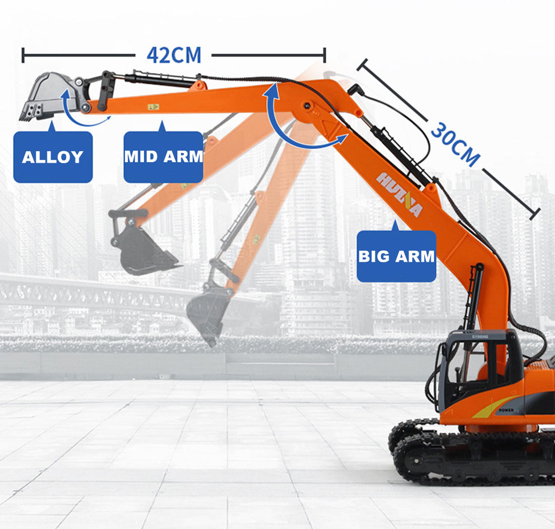 HUINA 1/14 15CH RC Alloy Long Arm Excavator Construction Engineering Vehicle Toy 3