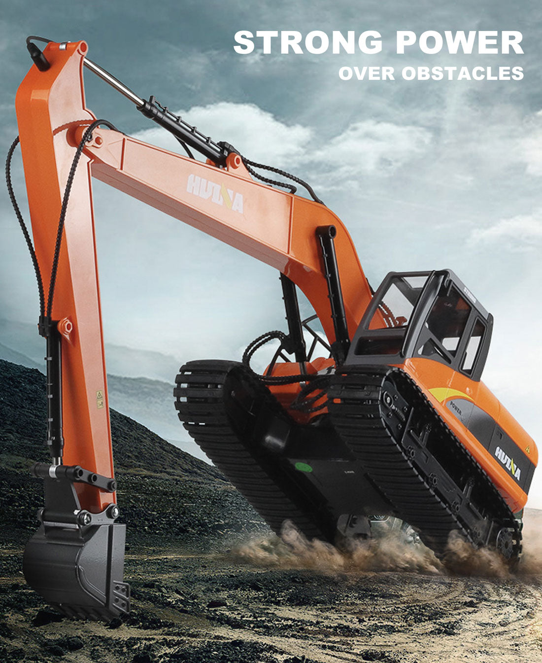 HUINA 1/14 15CH RC Alloy Long Arm Excavator Construction Engineering Vehicle Toy 4