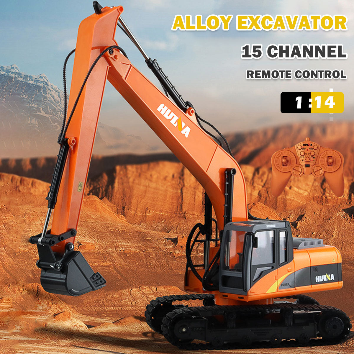 HUINA 1/14 15CH RC Alloy Long Arm Excavator Construction Engineering Vehicle Toy 8