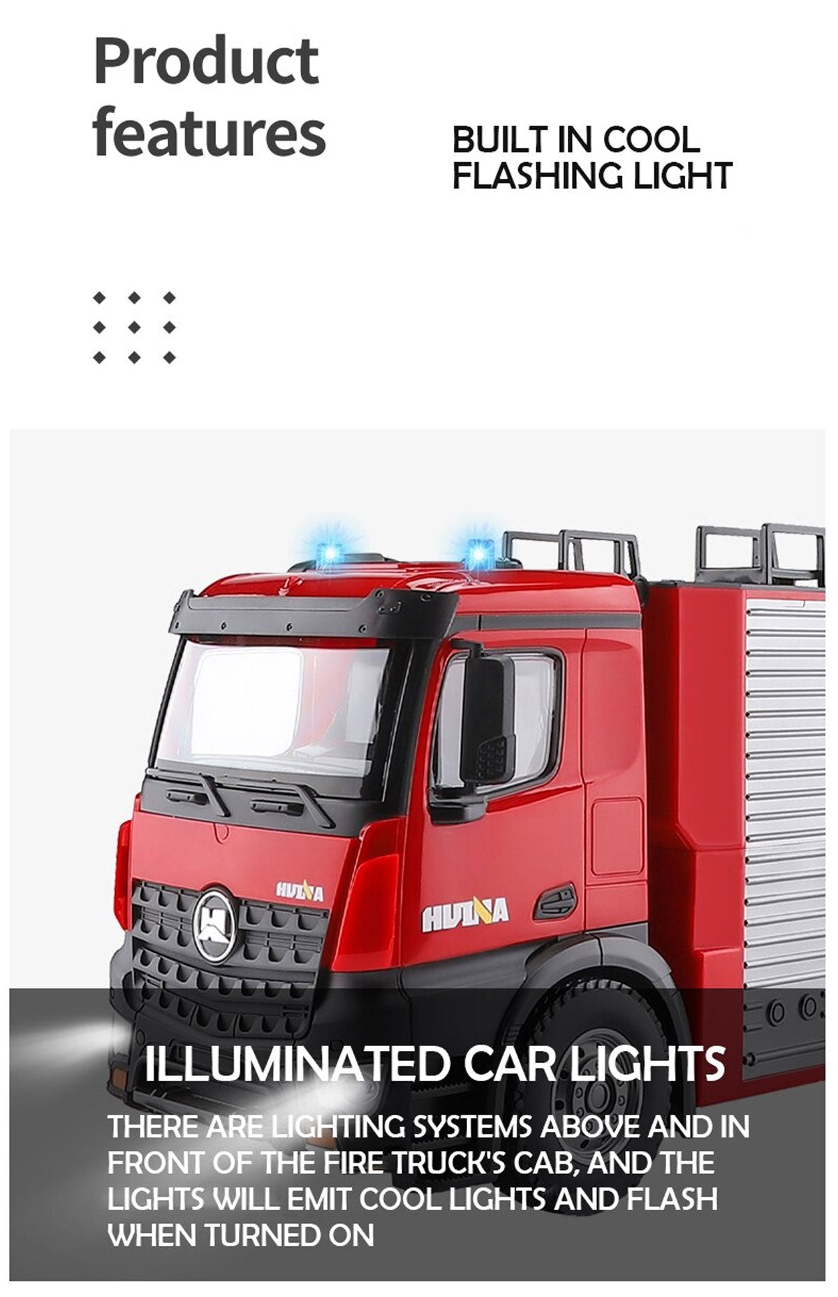 Huina 1:14 RC Fire Truck Extensible Ladder Toy Car Water Gun Construction Light Sound Gift 11