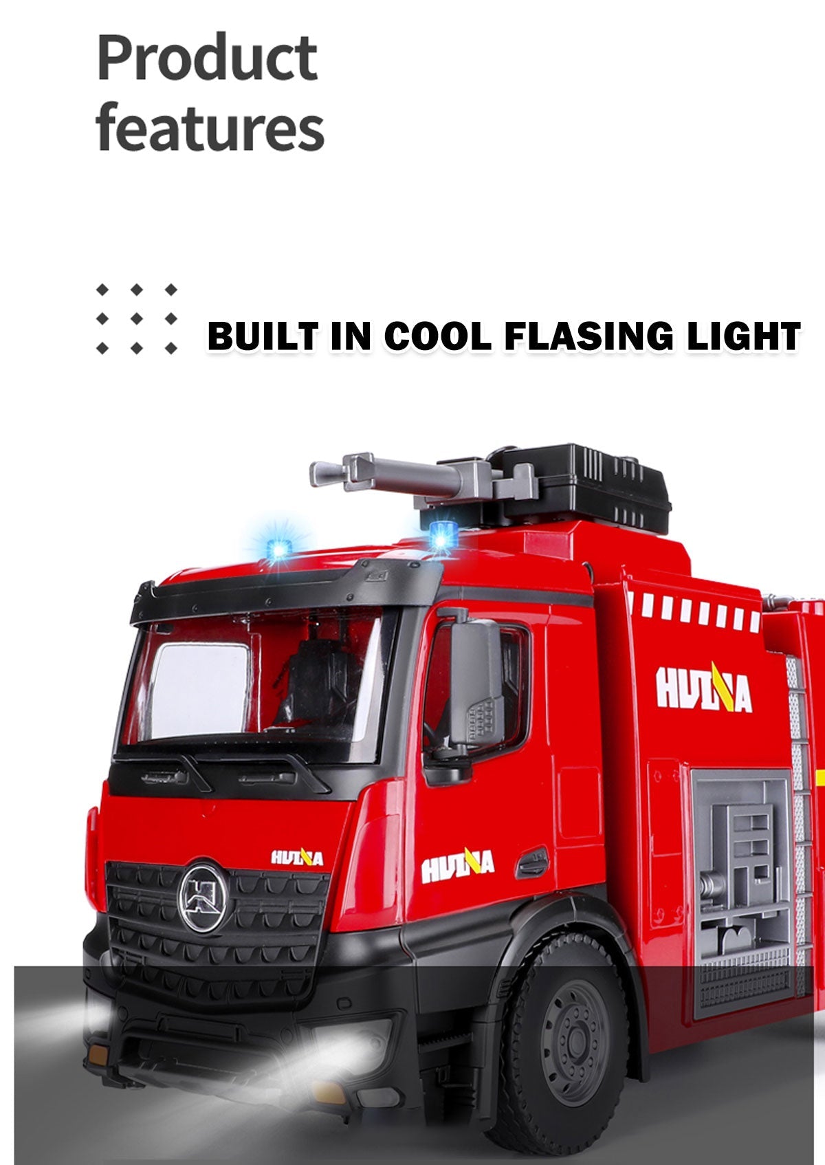 Huina 1:14 RC Fire Truck Toy Car Water Cannon Gun Construction Kids Toy 5
