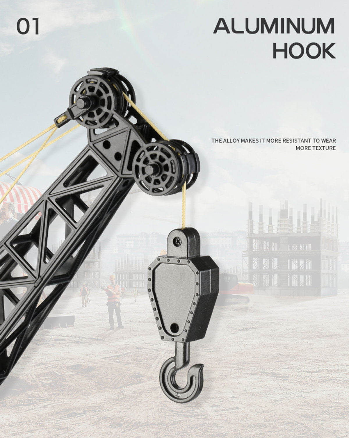 Huina RC CRANE 1:14 2.4Ghz Construction Tower Excavator Truck Toy Kids Boys Gift 3