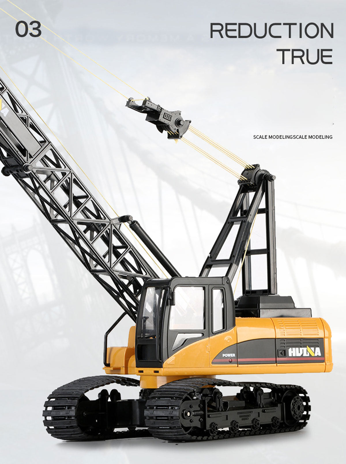 Huina RC CRANE 1:14 2.4Ghz Construction Tower Excavator Truck Toy Kids Boys Gift 5