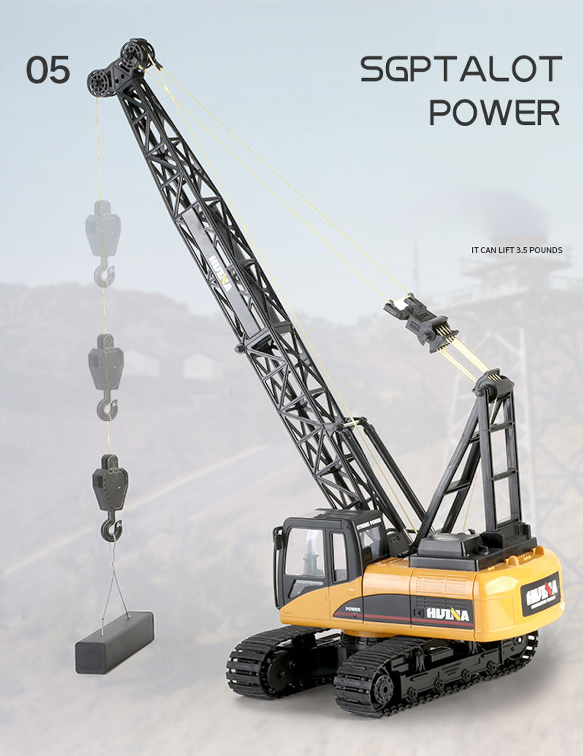 Huina RC CRANE 1:14 2.4Ghz Construction Tower Excavator Truck Toy Kids Boys Gift 7